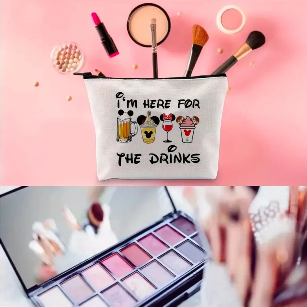 I’m Here for the Drinks Cosmetic Makeup Travel Bag NWT